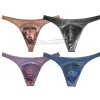 Mannen Glanzende Rekbare Coating Thong Bikini G-string Tanga's Ondergoed Klassieke Ardennen Pouch Sexy Lingerie Rekbare Weer Zoals Mini Bikini's