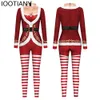 XMAS Sexy Kant Strik 3D Print Vrouwen Jumpsuit Carnaval Party Cosplay Kostuum Bodysuit Volwassenen Kerst Onesie Outfits