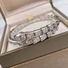 Bangle European Jewelry 925 Sterling Silver Zircon Elastic Snake Bone Armband Women's High End Fashion Luxury Brand Party 231021