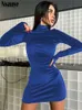 Urban Sexy Dresses Nsauye Party Club Velvet Turtleneck Long Sleeve Solid Bodycon Winter Mini Dresses Women Office Ladies Elegant Short Dress 231021