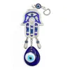 Keychains & Lanyards Lucky Eye Hamsa Glass Evil Charm Keychain Sier Color Car Keyring Key Chain Wall Hanging Jewelry For Women Men Ey6 Dhtvj