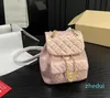 Mini-Rucksack Luxus Duma Pearl Pink Rucksäcke Schultertaschen Umhängetaschen Geldbörsen Kartenhalter Gesteppte Mini-Modehandtaschen aus echtem Leder