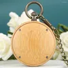 Zakhorloges Bamboe Hout Quartz Horloge Nep Drie Ogen Schaal Wijzerplaat Houten Hanger Retro Klokken Geschenken Neutrale Dikke Ketting