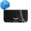 Zadig Voltaire Pochette Rock Swing Your Clutch Bag Wings Tote luxe Schouder Designer handtas Echt leer Damesmode heren Portefeuilles dame Cross Body ba