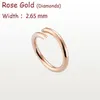 Projektant Titanium Rose Gold Rose Women's Love Pierścień luksusowy cyrkonia pierścionek zaręczynowy