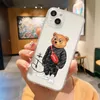 Mobiltelefonfodral Fashion Brand Bear Case för iPhone 15 Pro Max 14 13 12 11 XR 7 8 Plus Transparent Soft Silicone Cover Trend Fundas 231021