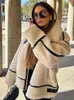 Womens Wool Blends Zbza Faux Fur Biker Jacket Autumn Winter Long Sleeve Lapel Collar Picks Pockets Thicken Woman Wime Outerwear 231021