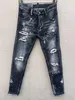 Mens Jeans denim Rippade jeans för män Skinny Broken Italy Style Hole Bike Motorcykel Hot Rock Revival Pants