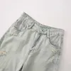 Женские джинсы, светлые перфорированные прямые брюки для женщин, весна 2023, свободные винтажные широкие брюки с высокой талией