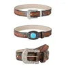 Ceintures Cowboy pour hommes Western avec grande boucle ceinture Turquoise cuir Vintage Jeans R7RF