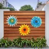 Garden Decorations Wall Hanging Wrought Iron Flower Decor Metal Sun Sculptures Art Ornaments For Living Room Bedroom Terrace Backyard