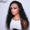 Perruques synthétiques Perruques synthétiques ondulées en dentelle T Part Lace Wigs 180% densité noir naturel sans colle haute température pré-épilée avec des cheveux de bébé Q231021