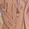 Women's Suits A LC Women Blazer Spring/Autumn Coat Suit Jacket Light Brown Casual Elegant Classic Vintage Ribbon Viscose V-Neck Office Lady