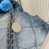 Canal 22 Denim Grand sac à provisions fourre-tout voyage concepteur femme fronde corps le plus cher sac à main avec chaîne en argent Gabrie