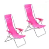 Camp Furniture 2pcs Mini Folding Chair House Deck Lying Simulation Beach Casual Lounge Home Model Accessories