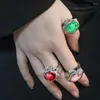 Cluster Ringen WLP Vintage Mini Zakhorloge Klok Vinger Elastische Band Glas Quartz Horloges Punk Ring Romeinse Paren Sieraden Gift 2023