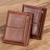 Wallets Genuine Leather Men Wallet Brand Casual Card Holder Slim Bifold Design Zipper Purse Male High Quality Money Bag