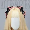 Fournitures de fête japonaise noir rose JK fille dentelle Lolita arc épingle à cheveux pinces latérales accessoires Barrettes C1127