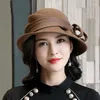 BERETS GKTINOO LADY BANKET GRACE SPECIAL SKUCK PURE WOLL FELT HATS Women Party Formell Asymmetric Fedora Hat
