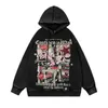 Outono e Inverno American Hip-hop Nicho Cartoon Print Desgastado Moletom Com Capuz Masculino China-chic High Street Coat