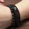 Charm Bracelets 2023 Natural Volcanic Stone Wood Beads Bracelet For Men Hematite Men's Polished Black Onyx