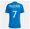 125. Italien Soccer Jerseys Player Version Maglie da Calcio långärmad Pellegrini Chiesa Barella Italia 23 Fotbollströjor T Kvinnor Män Set Kids Kit Training Uniform