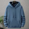 Heren Hoodies Sweatshirts Effen Kleur Heren 12XL 10XL Plus Size Herfst Winter Dikke Fleece Hoodie Mannelijke Grote Capuchon Zwart 231020