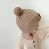 Accessoires de cheveux Bonnet d'hiver pour bébé, bonnet de protection d'oreille d'ours de dessin animé, chapeau tricoté pour tout-petits garçons et filles, mignon coréen, chaud, chapeaux au crochet