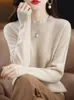 Kvinnor stickar tees aliselect mode 100% merino ull kassamere kvinnor stickad tröja oneck långärmad pullover höstkläder jumper topp 231021