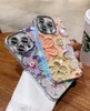 Mobiltelefonfodral Luxury Fashion Flowers Glitter Laser Case For iPhone 11 12 13 14 15 Pro Max Plus Diamond Stuff Lens Protection Cover 231021