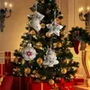 4 pezzi, decorazione superiore per albero di Natale, ciondolo in lino di Natale Decorazioni per centro commerciale per albero di Natale Piccolo ciondolo