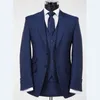 Trajes de hombre Azul marino Novio Esmoquin para hombres 3 piezas Slim Fit Hombre con solapa en pico Personalizado Formal Moda masculina Traje Chaqueta Chaleco