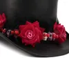 Berets Women Leather Top Hat Lday Shower Fedora Magic Flower Skull Cosplay Party Cap 3 Size