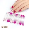14 tips av 1 ark Stylish Portable 3D Relief Printed Crystal Nail Polish Film Self Lime Full Cover Nail Strips Waterproof Breattable Nail Patch Eco-Friendly