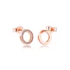 Stud Earrings Rose Gold Forever Signature Original 925 Sterling Silver Clear CZ For Women Jewelry Gift Ear Brincos