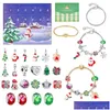 Charm-Armbänder Charm-Armbänder Weihnachten Adventskalender Schmuck DIY Charms Anhänger Armband-Herstellungsset für Kinder Countdown-Schmuck B Dhfxw