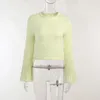 Women's Sweaters Round Neck Flared Sleeves Sweater 23 Autumn Fashion Gradient Green Pullovers Knit