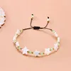 Link bransoletki moda biała pięciopunktowa gwiazda bransoletka dla kobiet mężczyzn Charm Boho Heart Flower Braided Prosta biżuteria na nadgarstek