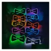 Party Favor Glowing LED Män kvinnor Bow Tie Neon Fan Luminous Ties on Birthday Music Nightclub Cosplay Costume Decor Accessories Q587 DHERF