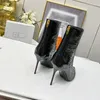 2023 Autumn/Winter New Fashion Classic Party, Cowhide Embroidered Pointed Tip Thin Heel Women's Medium Boots