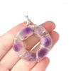 Pendant Necklaces Fashion Amethyst Donut Crystal Cluster Tooth Raw Stone Wire Wound DIY Jewelry Making Charm Material Accessories 2pc