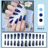 Unhas falsas usando peças de maquiagem de unhas moda sentido azul chama padrão de mármore wearable remendo falso