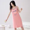 Mulheres sleepwear mulheres algodão sexy camisola verão doce menina sem mangas camisola casual nightwear com almofada no peito