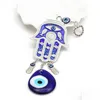 Klasyna Smycze Lucky Eye Hamsa Glass Evil Charm Blakein Sier Kolor Kolor Krebing Kluczowy łańcuch na ścianę Wiszą