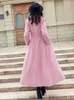 Women's Wool Blends 2023 Autumn and Winter Pink Woolen Long Slim Fit Thin Coat Over Knee Thick Womens Clothing 231020