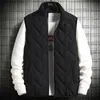 Gilet da uomo Giacca invernale calda Gilet senza maniche con cerniera Tinta unita Casual Cotone imbottito Colletto rialzato ispessito Usura esterna 231020