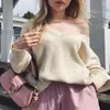 Suéteres de mujer PUWD Casual mujer suéter con cuello en V 2023 moda señoras otoño suave, de punto Top mujer Vintage ropa de calle cálida