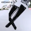 Chaussettes Bonneterie Sexy Night Club Latex Bas Dames Noir Faux Cuir Cuisse Haute Médias Femmes Bas Longs Grande Taille Sur Chaussettes Au Genou 231021