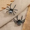 Stud Overdreven Halloween Spin Insect Dier Oorbellen Voor Vrouwen Persoonlijkheid Punk Zwart Legering Parel Sieraden Oor 231020