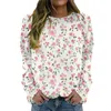 Maglioni da donna a maniche lunghe girocollo con stampa floreale maglione pullover top da donna carini camicie a maniche corte leopardate per le donne